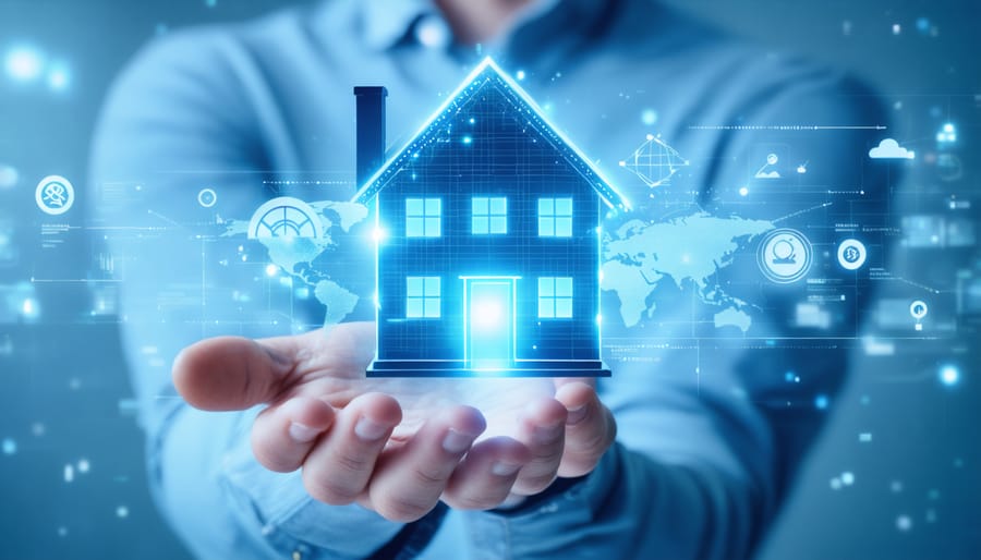 Person comparing financial options on laptop and smartphone in modern workspace